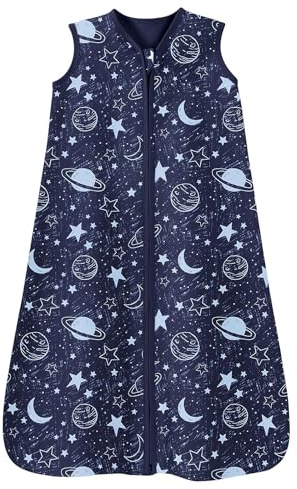 Unnivoll Baby Sleeping Bag 0.5 Tog 0-6 Months Summer Sleep Sack 100% Cotton Baby Sleep Bag Wearable Blanket for Newborn Infant Planet