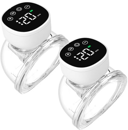Kavolet Lot de 2 tire-lait électriques portables avec 3 modes 9 niveaux, tire-lait mains libres avec affichage LED, silencieux et invisible, tire-lait mains libres avec réservoir à lait de 180 ml