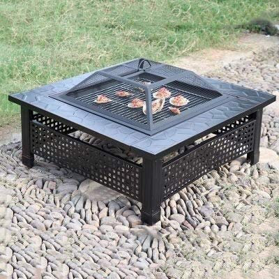 Pozos de fuego para exteriores, fogatas de leña para exteriores, calentador de cuenco de fuego multifuncional para terraza y jardín, parrilla de barbacoa para patio trasero, jardín, camping, picnic