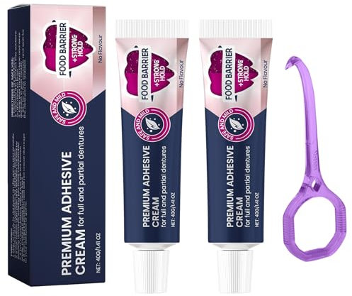 Asheyya 2 Pcs Denture Adhesives, Soft Pliable False Teeth Adhesive for Refits and Tightens Loose Dentures