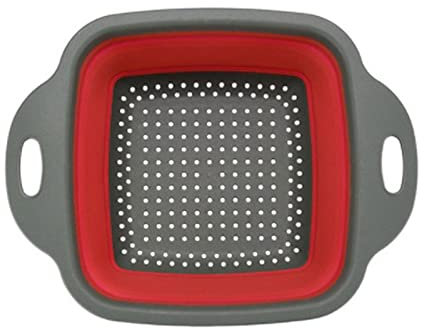 GBNYTT Setaccio pieghevole in silicone per frutta e verdura, cesto portabiancheria, colino pieghevole per pollame, utensile da cucina (rosso)