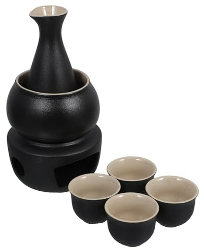 Healifty Calentador De Vino Cerámica Conjunto De Jarra y Tazas Para Servir Sake Japonés Para Calentar Licor y Disfrutar Eventos Sociales