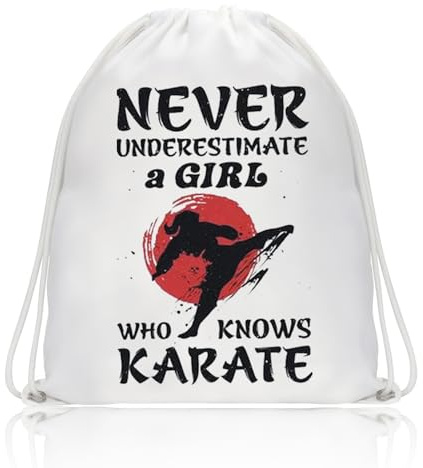 PLITI Karate Girl Gifts Martial Arts Gift Never Underestimate A Girl Who Knows Karate Drawstring Bag Jiu Jitsu Gift (Knows Karate DBU)