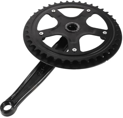 Toyvian Ensemble de Manivelles pour Vélo Mono-Plateau 40 Dents Noir à Emmanchement Carré en Fer avec Protège-chaîne pour Sorties Cyclistes et Balades de Loisirs