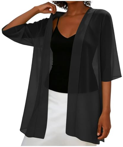 Bolero Mujer Manga Corta Gasa Cardigan Verano Elegante Chaqueta Cárdigans Torera Ligero Color Sólido Casual Ligero Transparente Cape Chaqueta Bolero para Vestido