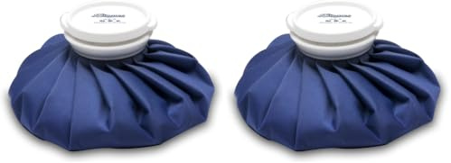 BICAREE Ice Cold Pack Reusable Ice Bags Hot Water Bag for Hot & Cold Therapy and Pain Relief with Cover, No-Leak Elastic Breathable Ice Bag, Size 6, Blue (Pack of 2)