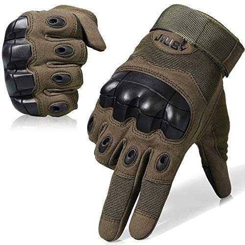WTACTFUL Gants de moto pour homme, gants de moto pour homme avec protections tactiques, airsoft, paintball, gants d'intervention, A6-vert, XL