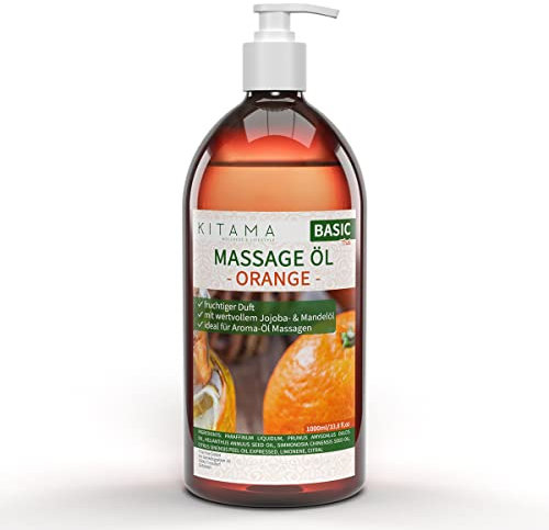 Kitama Massageöl Aroma Orange - Körper-Öl für Massagen - Pflegeöl - Aroma-Öl - pflegendes Entspannungs-Öl - Thai - 1000ml (1-Liter)