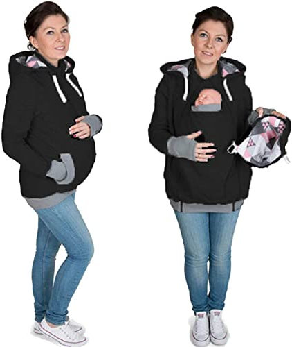Chaqueta De Maternidad Con Pose De Canguro 3 En 1 Para Mamá Y Bebé Chaqueta Informal De Invierno Con Capucha Chaqueta De Maternidad Para Portabebés 2,L