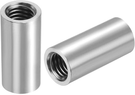 QUARKZMAN 4pcs M10 Rond Connecteur Écrous, 304 Inox Acier Accouplement Écrou 30mm/1.18 Longueur Manchon Tige Barre Goujon Écrou pour Support, M10x30x14mm
