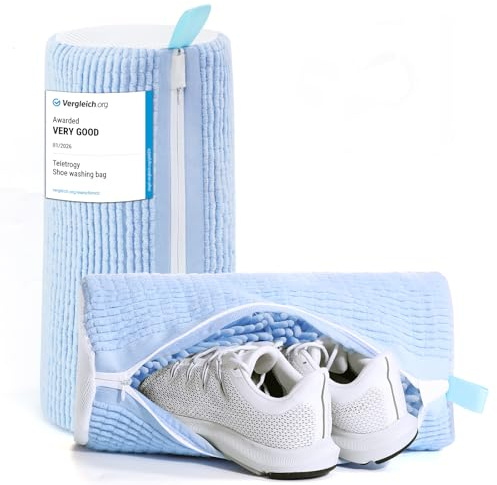 Teletrogy 2 Pezzi Sacchetti per Scarpe Lavanderia, Riutilizzabile E Anti-Deformazione Cerniera Nascosta le Sacca Lavatrice Scarpe, Pulizia Efficiente le Microfibra Borsa per Scarpe Lavatrice, blu