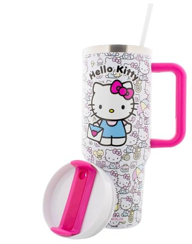 Fast Forward Sanrio Hello Kitty 40oz Stainless Steel Tumbler with Handle, Lid, & Straw
