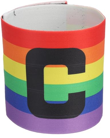 PATIKIL Fascia Capitano Calcio, Fascia Braccio Capitano Calcio Fascia Braccio C Elastica per Capitano Sportivo Fascia Capitano per Gioventù Squadra Calcio Allenamento Arcobaleno