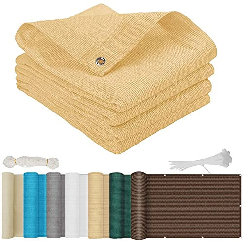 Voile d'ombrage pour extérieur, 3,4 x 4,5 m, gris, protection UV, pour balcon, porche, terrasse, clôture opaque en polyéthylène haute densité pour cour, pelouse, jardin