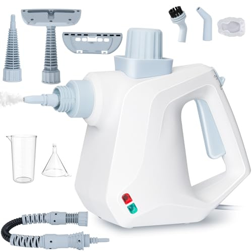 Limpiador de vapor,Vaporeta de Mano,Limpiador de Vapores Portátil de Usos Múltiples con 10 Accesorios con bloqueo de seguridad para Cocina, suelo, sofá