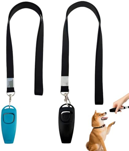 Juguta 2 Piezas, Silbato para Perros, 2 en 1 Perro Clicker y Silbato de Entrenamiento, Silbato para Entrenamiento Perros con Cordón, Apto para Perros y Cachorros