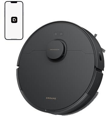 DREAME D20 Robot Aspirador, Succión de 13.000 Pa, Cepillo Doble para Pelo de Mascotas, Navegación LDS, Aspirado y Fregado 2 en 1, Suelos y Alfombras, Negro