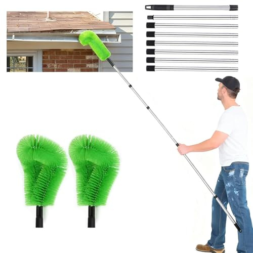 Fognill Gutter Cleaning Brush, Roof Cleaner Tool for Leaves and Debris, Professional Gutter Cleaning System for Property Maintenance
