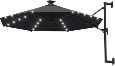 Generico Ombrellone da Giardino a Parete con LED 300 cm Antracite,Prato e Giardino,Vita all'aperto,Ombrelloni e parasole-312524