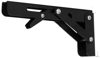 Staffe for mensole pieghevoli da 6 pollici, supporto da parete pieghevole regolabile for tavolo e banco da lavoro(Black,4pcs(2 pairs))
