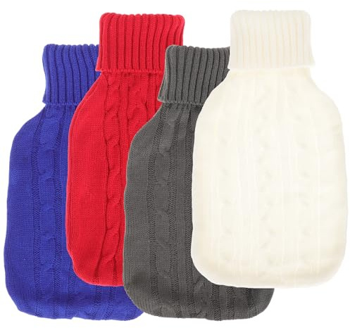 VALICLUD Funda para Bolsa de Agua Caliente 2000 Ml de Tejido de Punto Algodón 4 Piezas Oscuro Reutilizable y Protectora para Terapia de Calor en Invierno