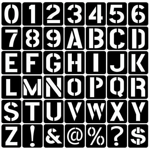 42 Pcs Letter Stencils, 3 Inch Alphabet Letter Symbol Numbers Stencils, Reusable Alphabet Template for Wood, Wall, Fabric, Rock, Signage, Door Porch, Chalkboard, DIY Projects