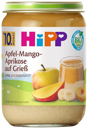 HiPP Apfel-Mango-Aprikose auf Grieß, ab 10. Monat, (6x190g)