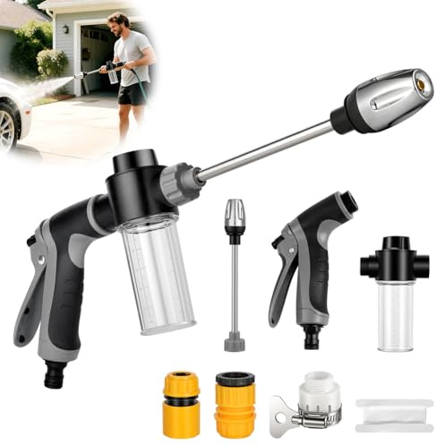 NUTKIT Pulitore ad Alta Pressione Senza Fili, Regolabile su 3 Livelli, con Ugelli, Idropulitrice Professionale Portatile, per Lavaggio Esterno Giardino Terrazza Portico Vialetto Ponte Veicolo - Nero