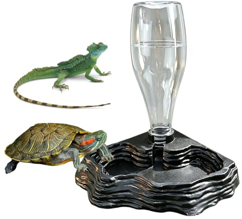 Keltorio Ciotola d'acqua per tartarughe, dispenser per acqua rettile, 400 ml, grande volume, accessorio per tartarughe per gechi, rane, ecc. animali rettili, serpenti, (nero)