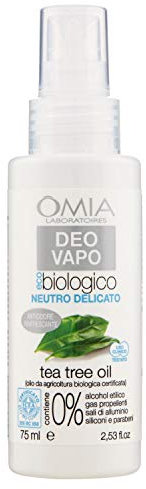 Omia, Deo Vapo Eco Biologico con Tea Tree Oil, Deodorante Rinfrescante e Antiodore, Senza Sali di Alluminio e Gas, Freschezza per 24 ore, Deodorante Uomo e Donna, Dermatologicamente Testato - 75 ml
