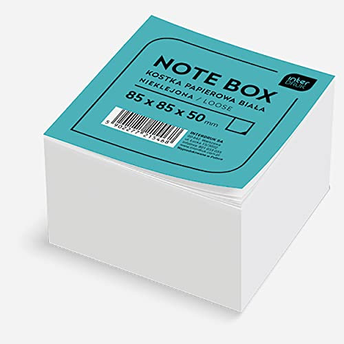 Interdruk Zettelklotz - Notizklotz - Ersatzpapier für Zettelbox - 85 x 85 x 50 mm - Circa 500 Lose Blätter - Weiß