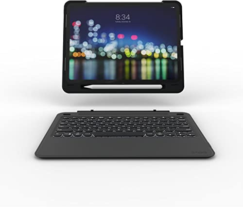 ZAGG Slim Go Keyboard Compatible with iPad 11 Pro, Slim, Multi-Pairing, Backlit, Pencil Holder, (Black), (English)