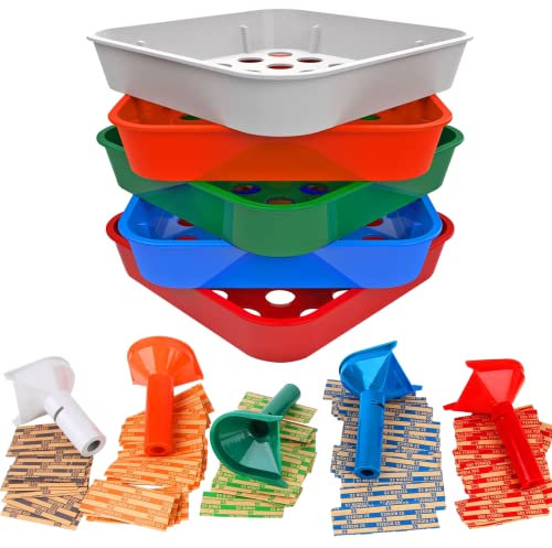 Münzzähler Tubes & Münzsortierer Tablett - 5 farbkodierte Münzsortiertablett und 5 Münzenzähler Röhren - Bundle mit 110 verschiedenen Münzrollen für US-Münzen