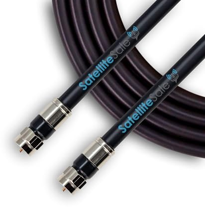 SatelliteSale Digital 75Ohm RG-6/U Coaxial Cable with F-Type Connector Indoor/Outdoor Universal Wire Black Cord 10 feet