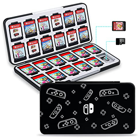 NOOP Game Card Case for Nintendo Switch& Switch OLED Game Card and Micro SD Card, Carrying Storage Case with 24 Game Card Slots and 24 Micro SD Card Slots (Joy-Con Grip)