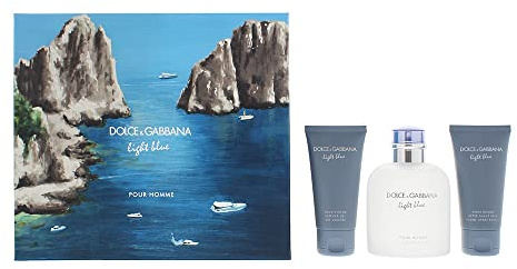 Dolce & Gabbana Light Blue Pour Homme 3 Piece Gift Set: Eau De Toilette 125ml - Shower Gel 50ml - Aftershave Balm 50ml