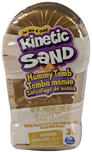 Kinetic Sand Mini Mumie, 170 g Magischer Sand, kinetischer Sand, 1 Überraschungsfigur, 2 Zubehörteile und 3 Edelsteine, Spielzeug für Kinder und Mädchen 3 Jahre