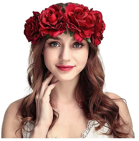 Diademas de Flores,Corona de Flores Diadema de Flores rosas Cinta de Pelo para Fiesta de Bodas Festival Mujeres Niñas Accesorios para el Cabello