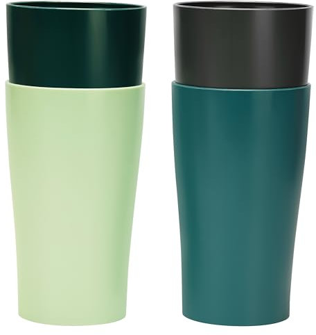 Belle Vous Pack de 4 Vasos Plastico Duro Reutilizable de 400 ml - Vasos Resistentes Sin BPA - Vasos de Camping, Viajes, Pícnic - Agua y Bebidas Frías y Calientes - Para Microondas y Lavavajillas