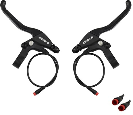SENQI Palanca de freno con botón de bloqueo para bicicleta eléctrica, E-Bike, E-Scooter electrónico, control de seguridad con diseño ergonómico, cable impermeable (1 par)