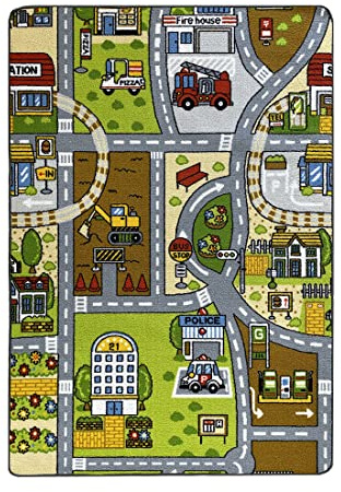 Acomoda Textil – Alfombra Infantil Ciudad Carretera para Jugar con Coches. Alfombra Antideslizante, Plegable y Acolchada. (Modelo B, 120x160 cm)