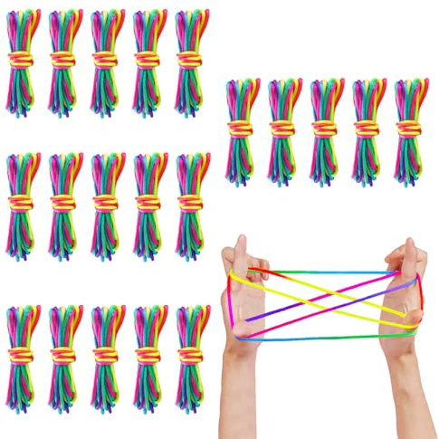 Bofanze Lot de 20 jeux de doigts en corde colorée pour chat avec corde pour cadeau d'anniversaire