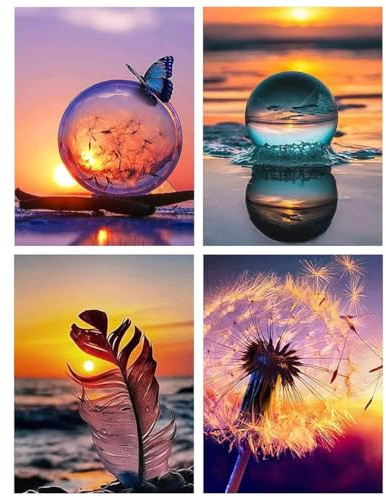 MOPLA 4 Stück DIY Diamant Malerei Full Drill Set,5D Diamant Painting Bilder Mit Diamond Painting Zubehör,5d-diamanten für Haus Dekoration,Geschen