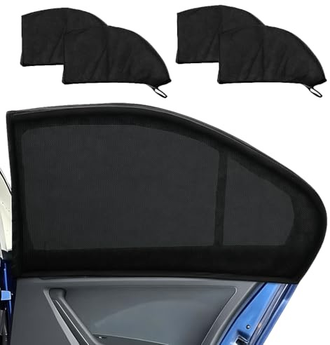 Sonnenschutz Auto Baby, 4 Stück Universal Auto Sonnenschutz seitenscheibe Netz, Hitzeschutz und uv Schutz Auto Fenster,Schützt Mitfahrer, Kinder & Haustiere Geeignet für Autoseitenfenster