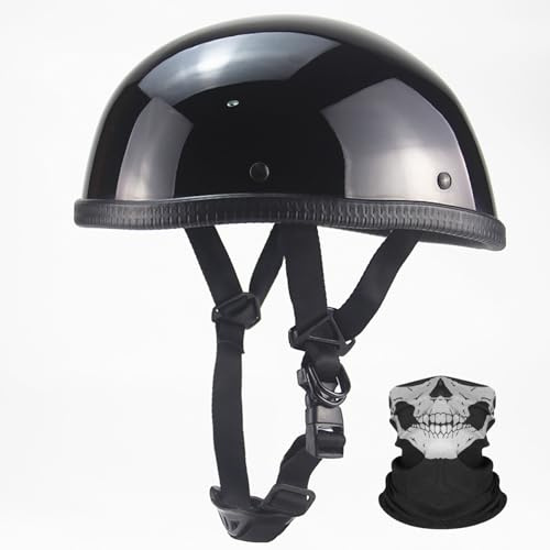 Casco Da Moto A Mezza Calotta, Omologato DOT/ECE, Casco Ultra Sottile Per Adulti Uomini E Donne, Casco Retrò A Mezza Calotta Per Cruiser, Scooter, Ciclomotori, Chopper 2,M(57-58CM)