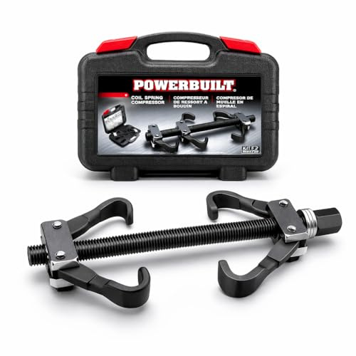 Powerbuilt Strut Coil Spring Compressor Tool Kit, Compress, Remove and Install Vehicle Strut and Coil Springs Set for Vehicles, Storage Case 648628, Black