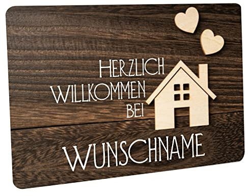 Crealuxe Fußmatte personalisiert - robuste, rutschfeste Fussmatte für Außen & Innen - waschbare Schmutzfangmatte - Fußabtreter Türmatte für aussen & an der Haustür - 60x40cm - Motiv Haus