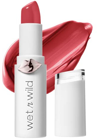 Lipstick By Wet n Wild Mega Last High-Shine Lipstick Lip Color Makeup, Pink Red Strawberry Lingerie