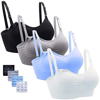 Cimary graviditet fortfarande behå sömlös amnings-BH med extra BH-förlängningar amning och sömn utan bygel för kvinnor 3/4-pack