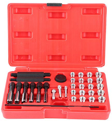 Glühkerzen Reparatursatz, Zündkerzengewinde Reparatursatz Glühkerzen Reparatursatz 33 teiliges Glühkerzenwerkzeug, Stahlgewindeeinsatz für Autos